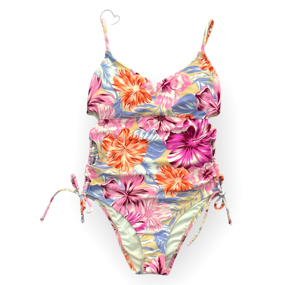 Floral Print Multicolor V-Neck One Piece Size M Swimsuit Women's Swimwear