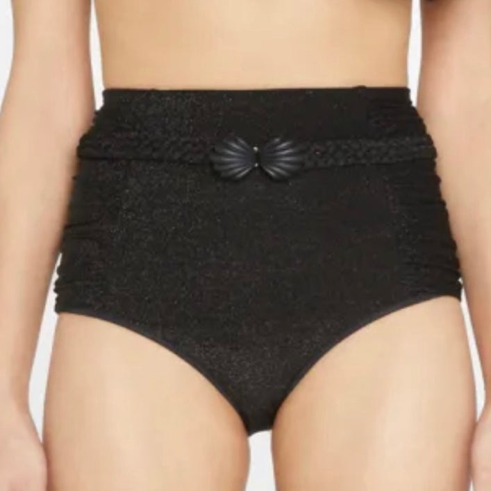 Black Shell Collector High Waist Bikini Bottom Size M Women's Swimwear