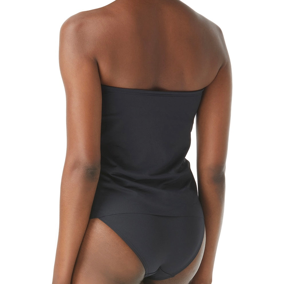 Black Draped Bandeau Strapless Tankini Swim Top Size S Women'S Swimwear