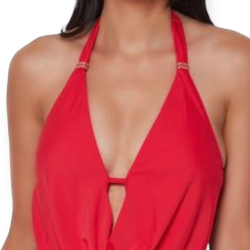 Plunging Cowlneck Halter Tankini Swim Top Size S Women's Swimwear