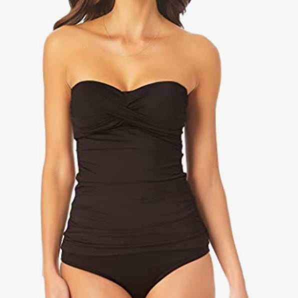 Twist-Front Ruched Tankini Swim Top Women's Swimwear