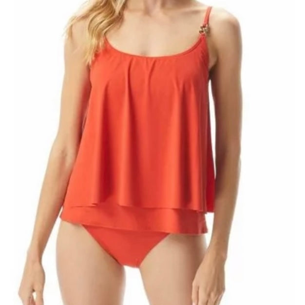 Iconic Solids Layered Underwire Tankini Swim Top Women's Swimwear
