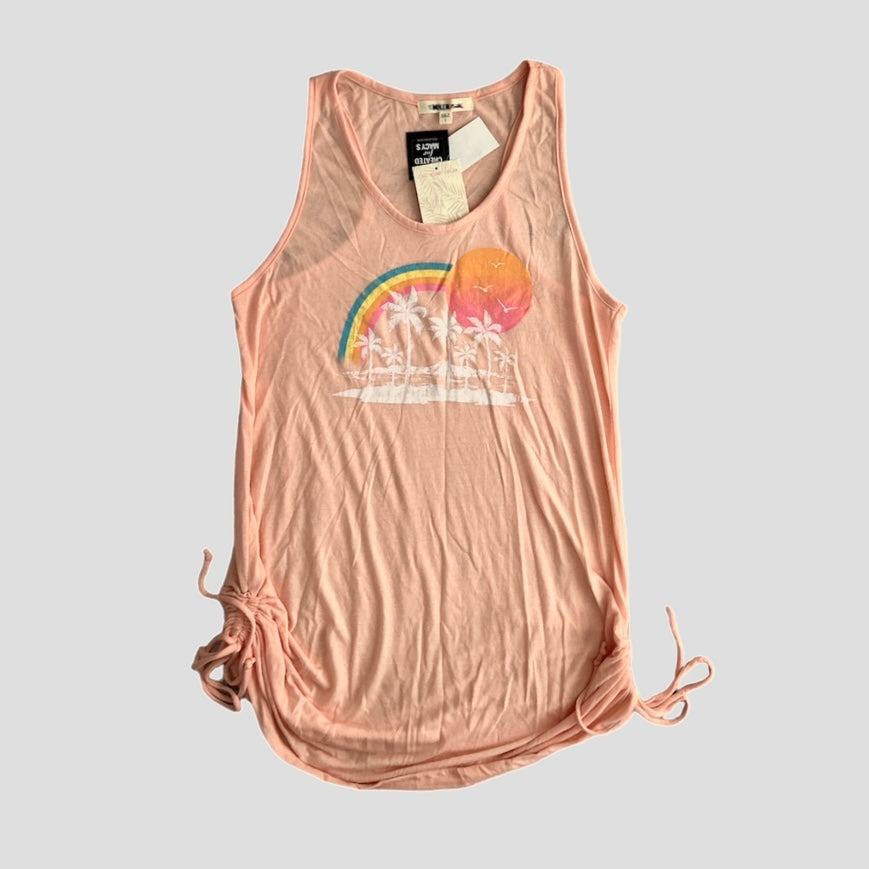 Junior's Graphic-Print Side-Shirred Dress Cover-Up