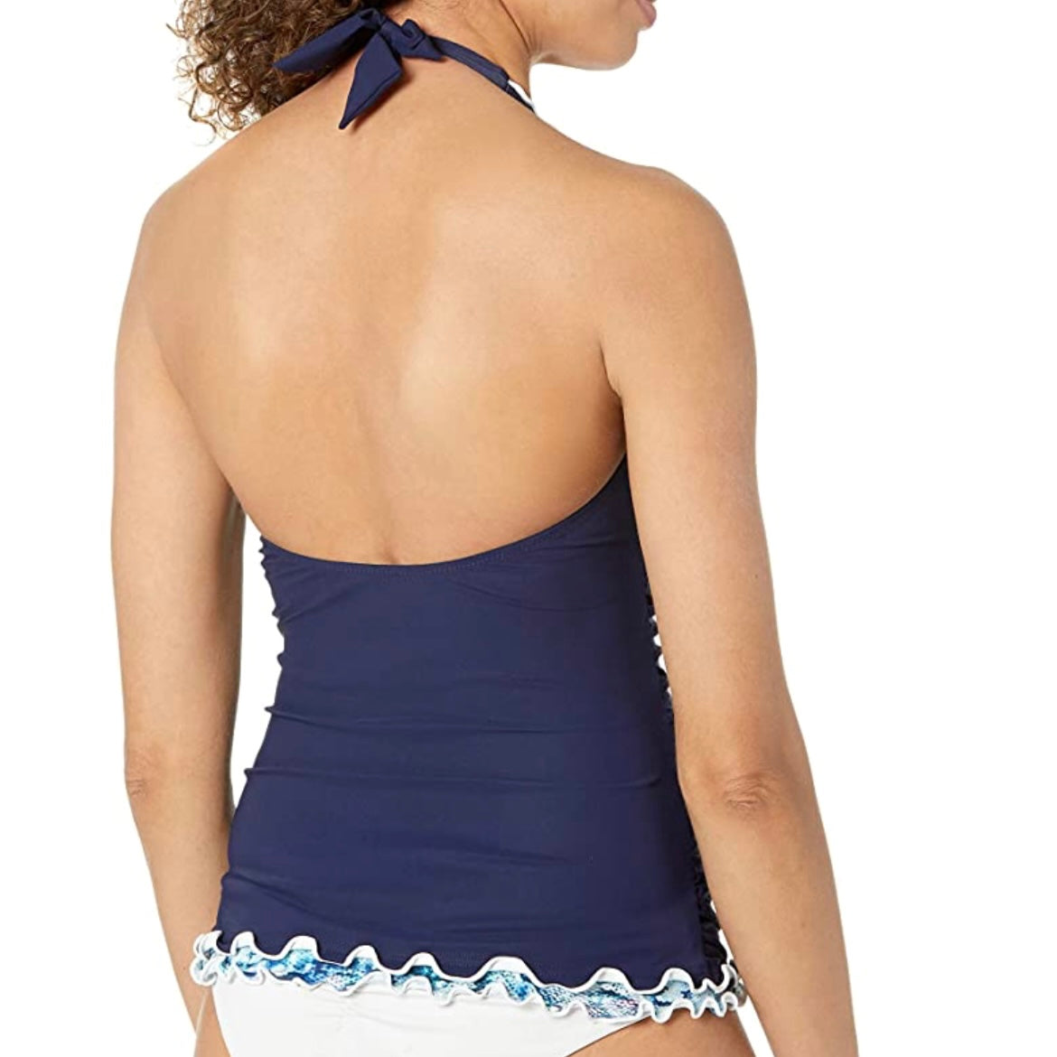 Lettuce Ruffle Halter Navy Tankini Swim Top Size 8 Juniors Women's Swimwear