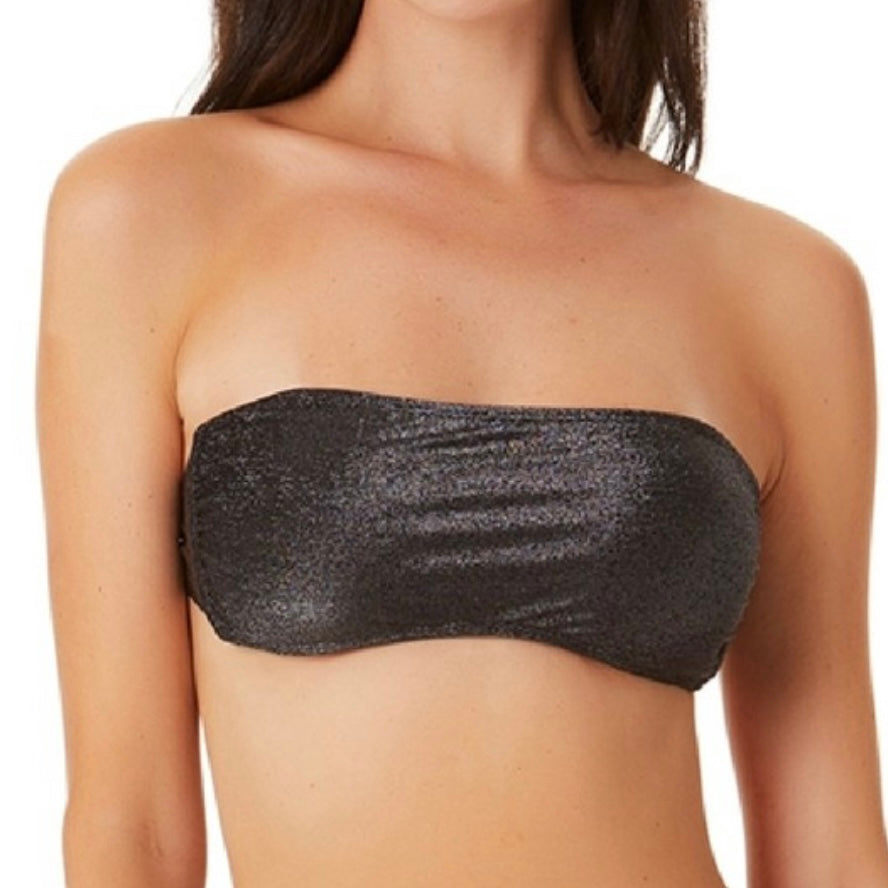 Metallic Shine Bandeau Neckline Bikini Top Women's Swimwear