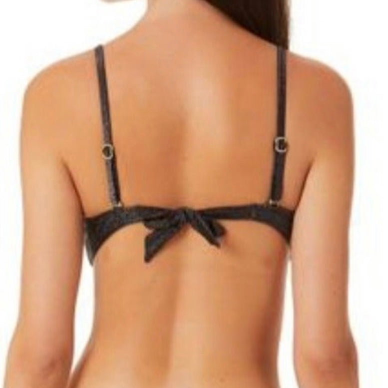 Metallic Shine Bandeau Neckline Bikini Top Women's Swimwear