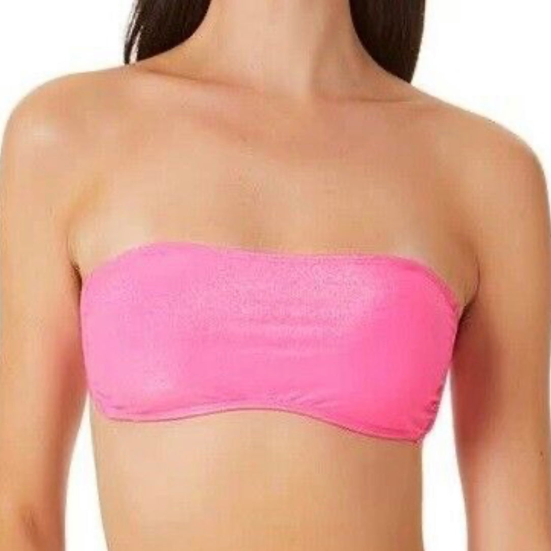 Metallic Shine Bandeau Neckline Bikini Top Women's Swimwear
