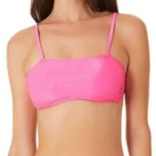 Metallic Shine Bandeau Neckline Bikini Top Women's Swimwear