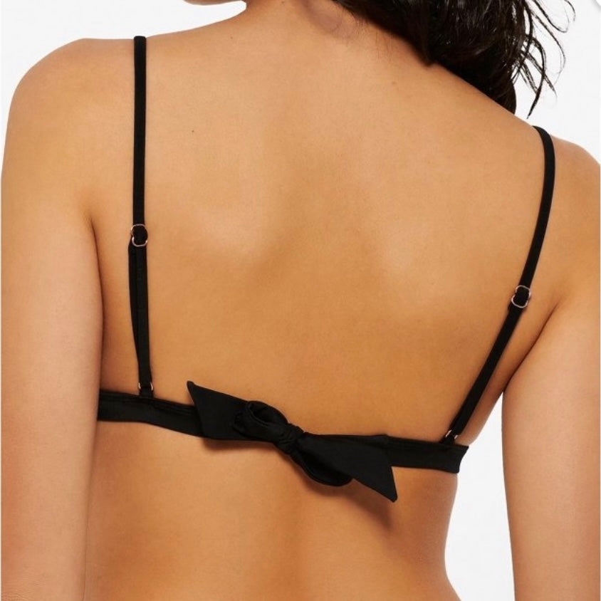 Shell-Trim Black Bikini Swim Top Size M Women's Swimwear