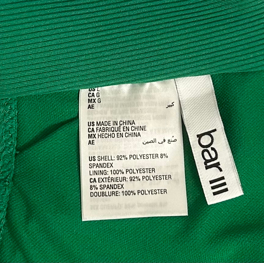 Micro Rib Square Neck Shoulder Straps Green Bikini Top Women's Swimwear