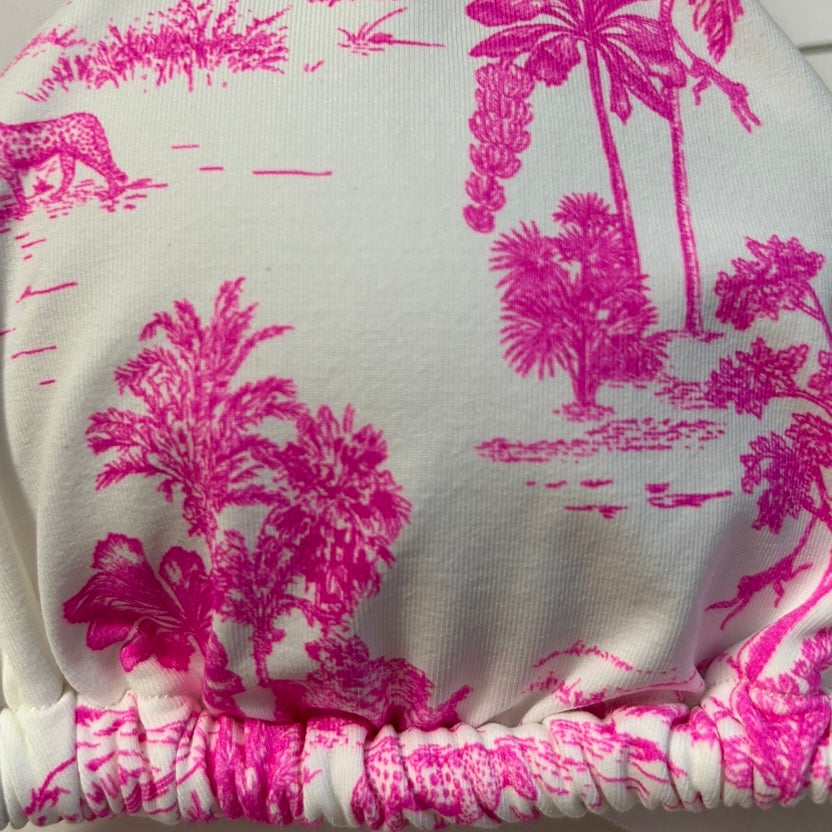 Tropical Print Triangle Bikini Top Size XS Women's Swimwear