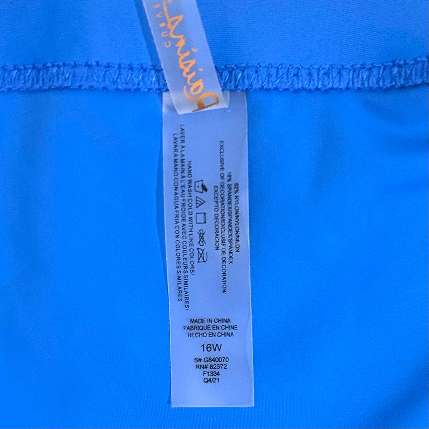 Trendy Plus Size 16W Bravo Skirted Swim Bottoms Blue Women's Swimwear