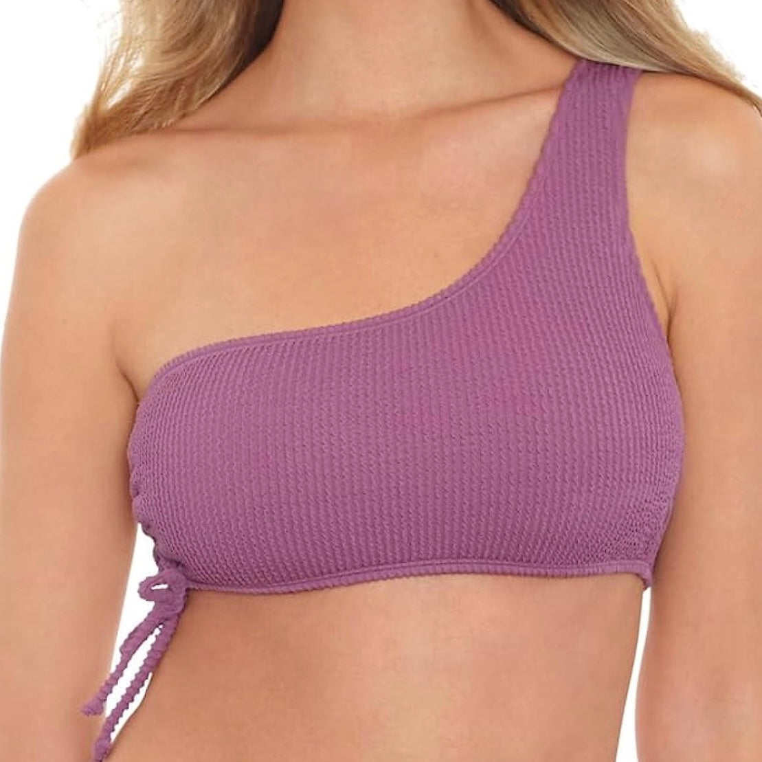 Sandy Ribbed One-Shoulder Top High-Waist Bottoms Bikini Set Women's Swimwear