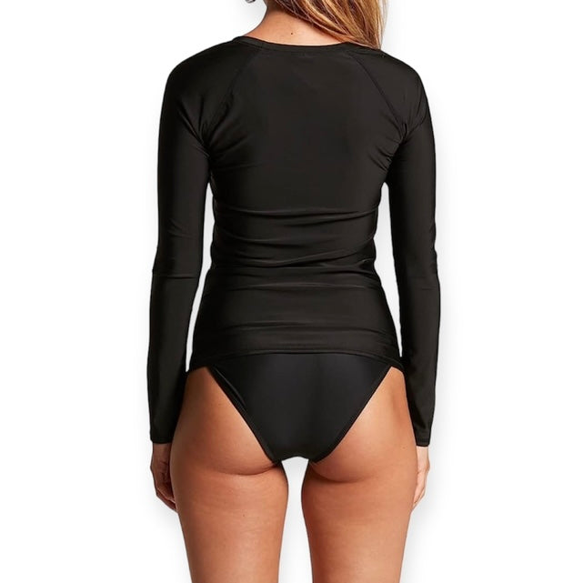 Simply Core Long Sleeve Rash Guard Black Women's Cover Up
