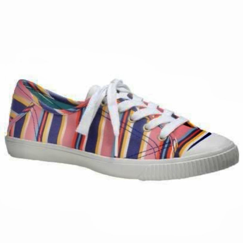 TENNISON Sidewalk Stripe Multicolor Lace Up Size 9.5B Women's Sneakers