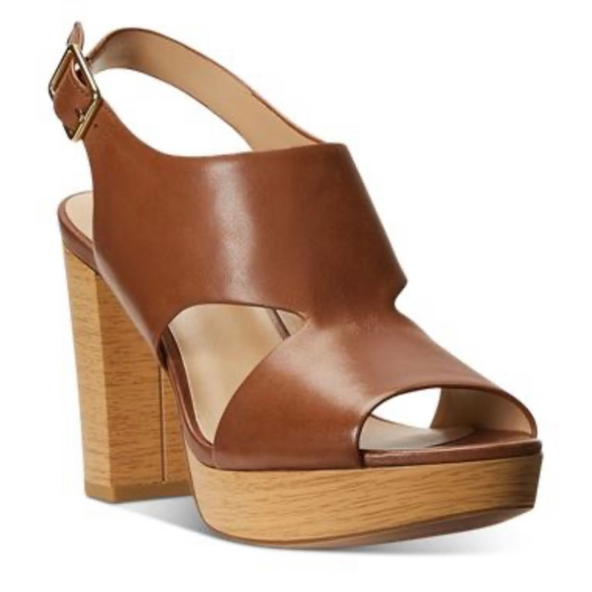 FEONA Dress Sandals Leather Deep Saddle Tan Size 9.5 Women's Platforms