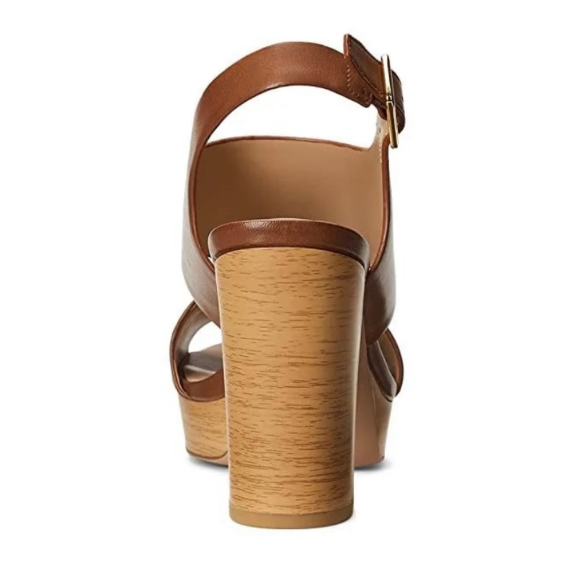 FEONA Dress Sandals Leather Deep Saddle Tan Size 9.5 Women's Platforms