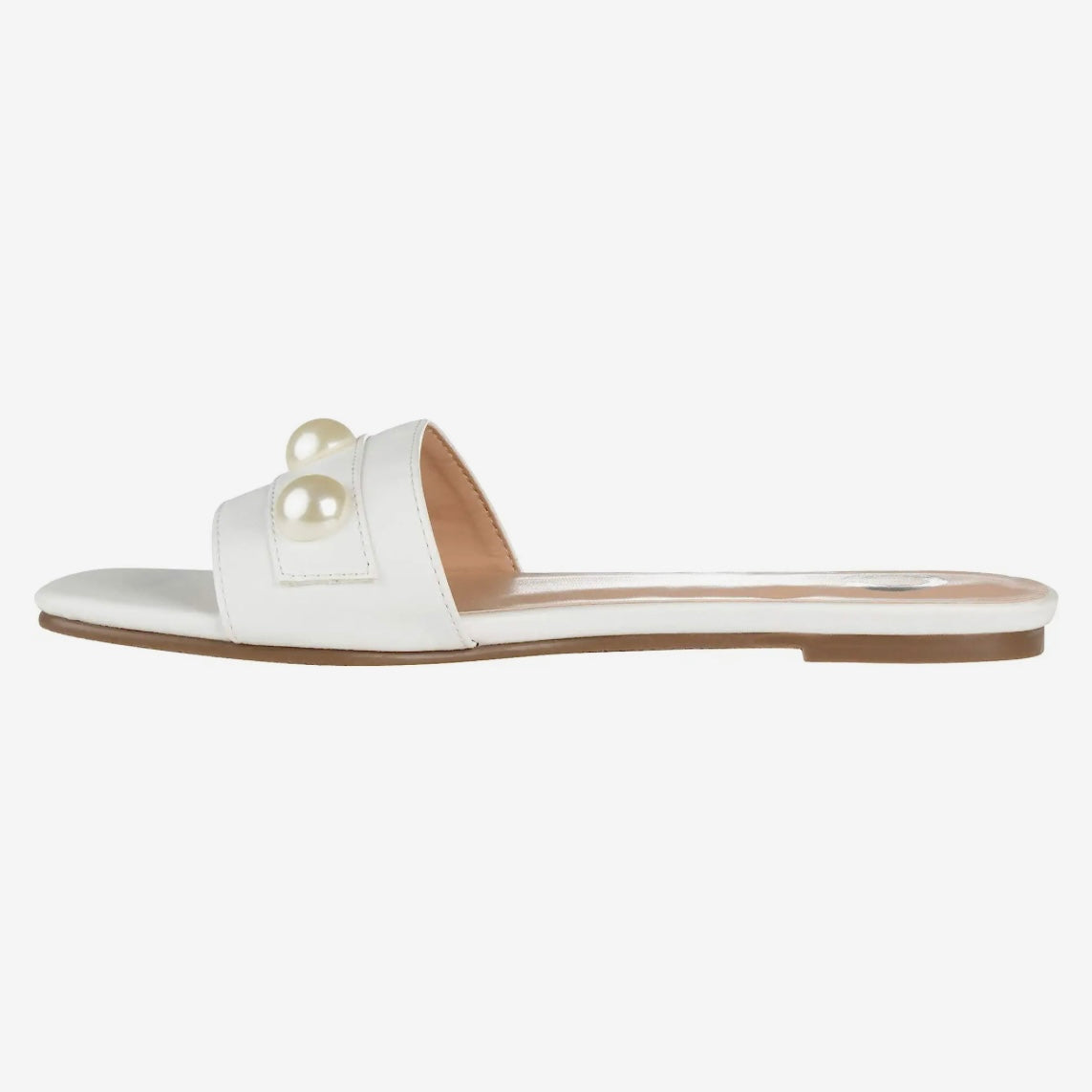 LEONIE White Slide Square Open Toe Size 6 Women's Flats Sandals