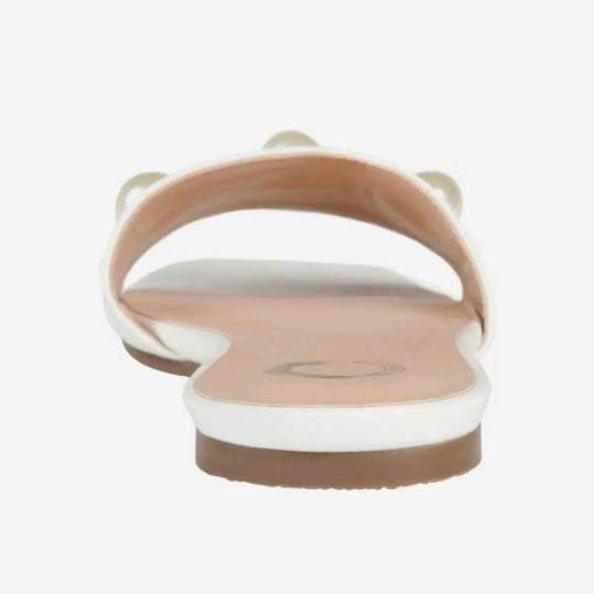 LEONIE White Slide Square Open Toe Size 6 Women's Flats Sandals