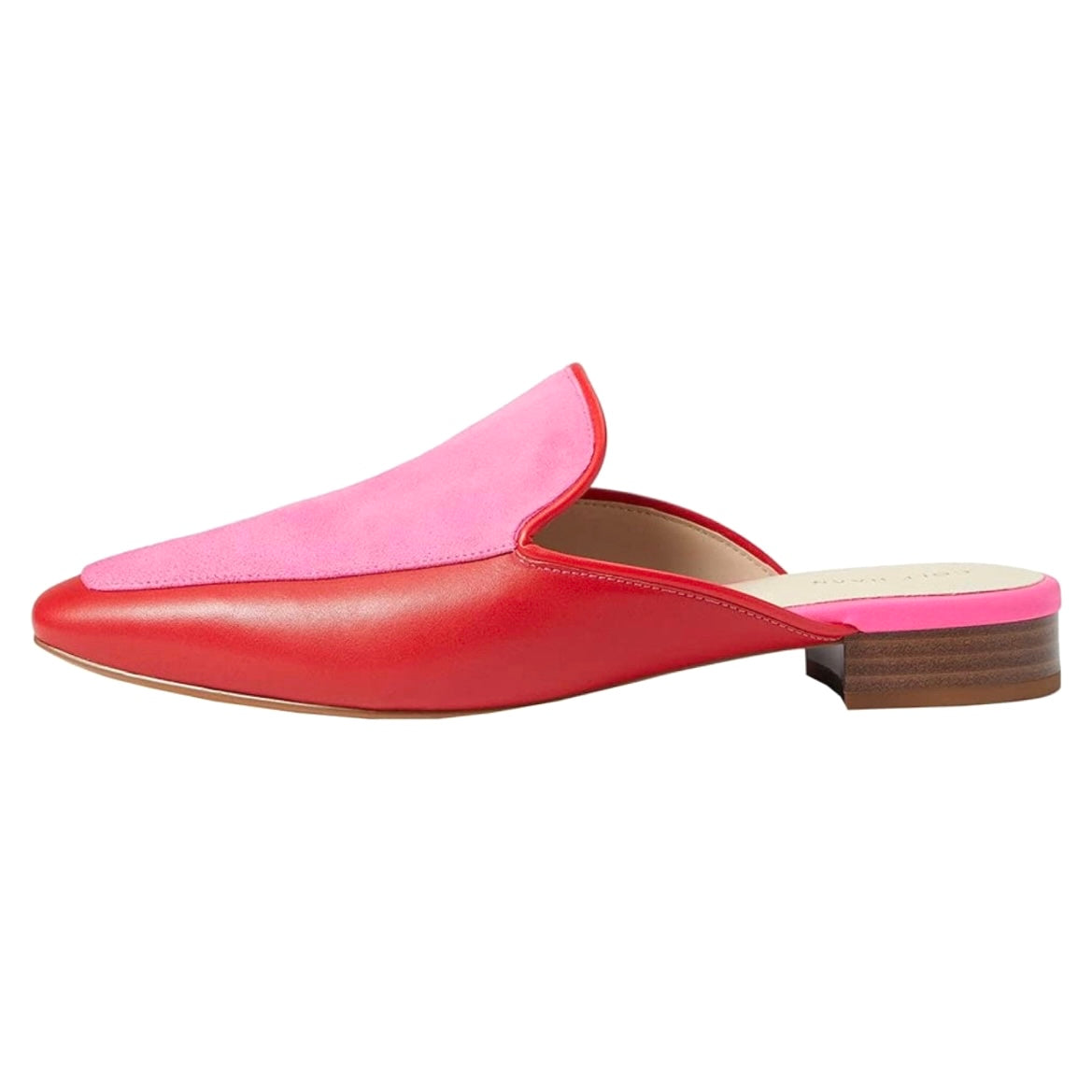 PERLEY MULE Classic Red/Fuchsia Square Toe Slip On Women's Flats