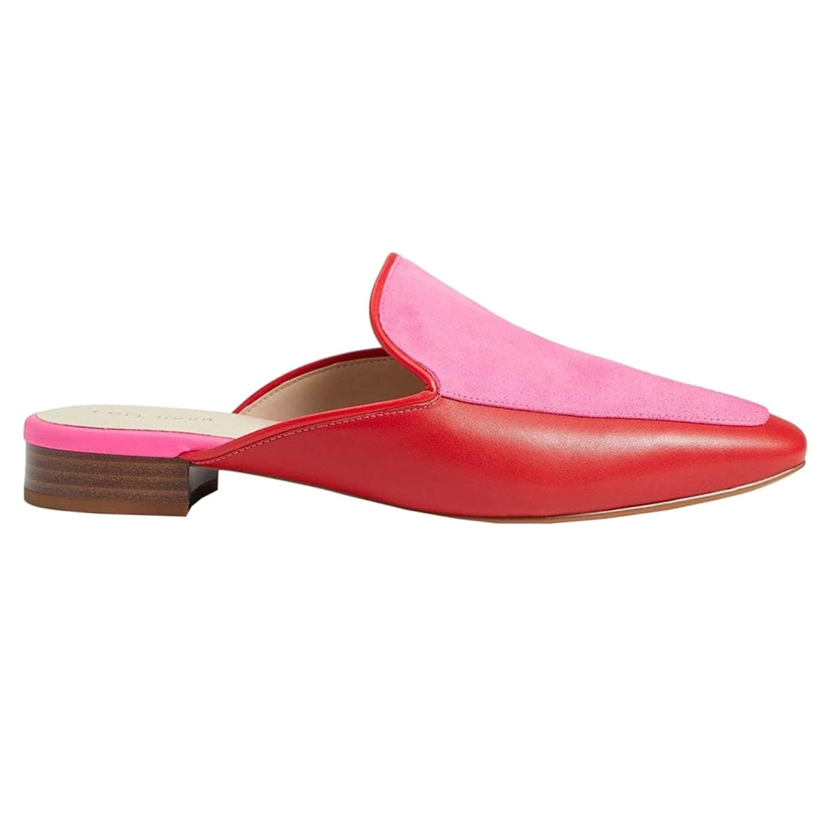 PERLEY MULE Classic Red/Fuchsia Square Toe Slip On Women's Flats
