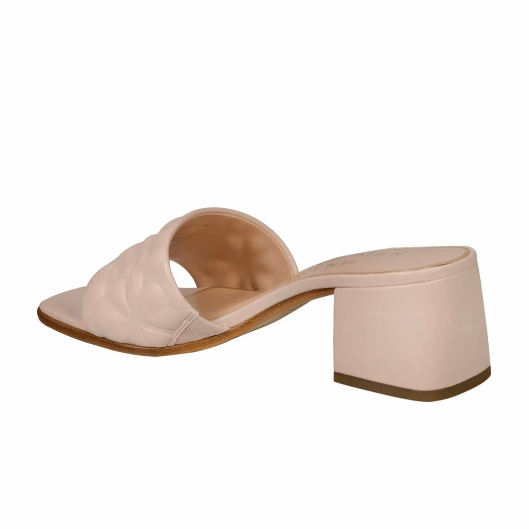 EMMIE Block Heel Slide Pale Dogwood Leather Size 7 Women's Sandals