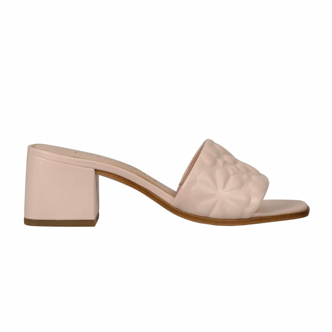 EMMIE Block Heel Slide Pale Dogwood Leather Size 7 Women's Sandals