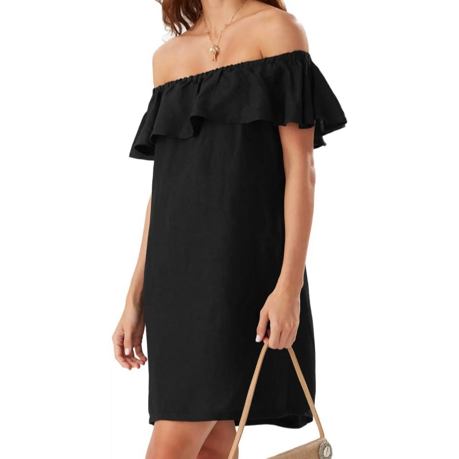 Ruffled Off-The-Shoulder Mini Dress Women's Cover Up
