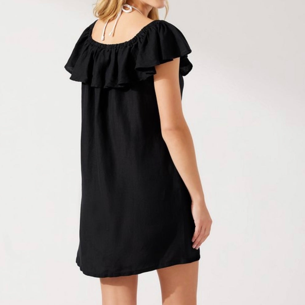 Ruffled Off-The-Shoulder Mini Dress Women's Cover Up