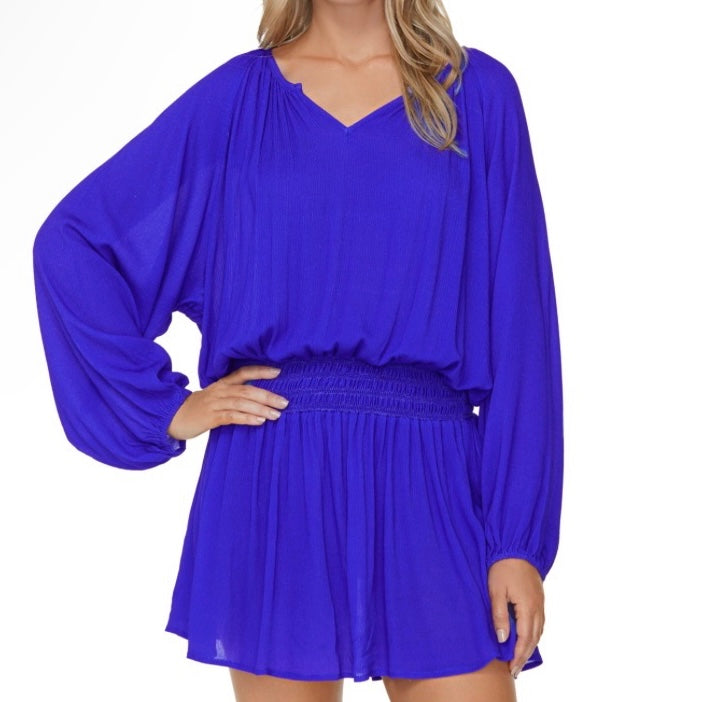 MAUI Dress Blue Long Sleeve Size M Women's Cover Up