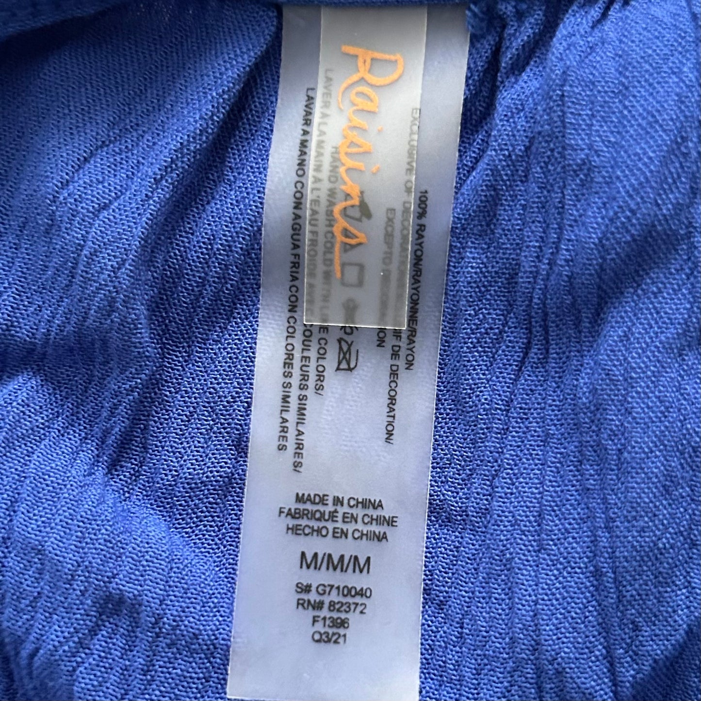 MAUI Dress Blue Long Sleeve Size M Women's Cover Up