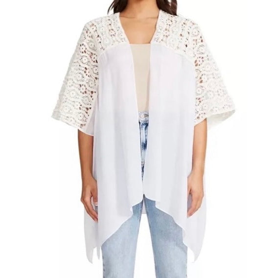 Crochet-Trim Kimono One Size Swim Women's Cover Up