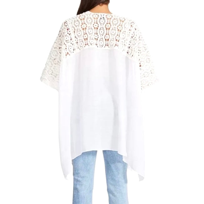 Crochet-Trim Kimono One Size Swim Women's Cover Up