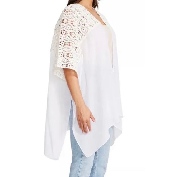 Crochet-Trim Kimono One Size Swim Women's Cover Up