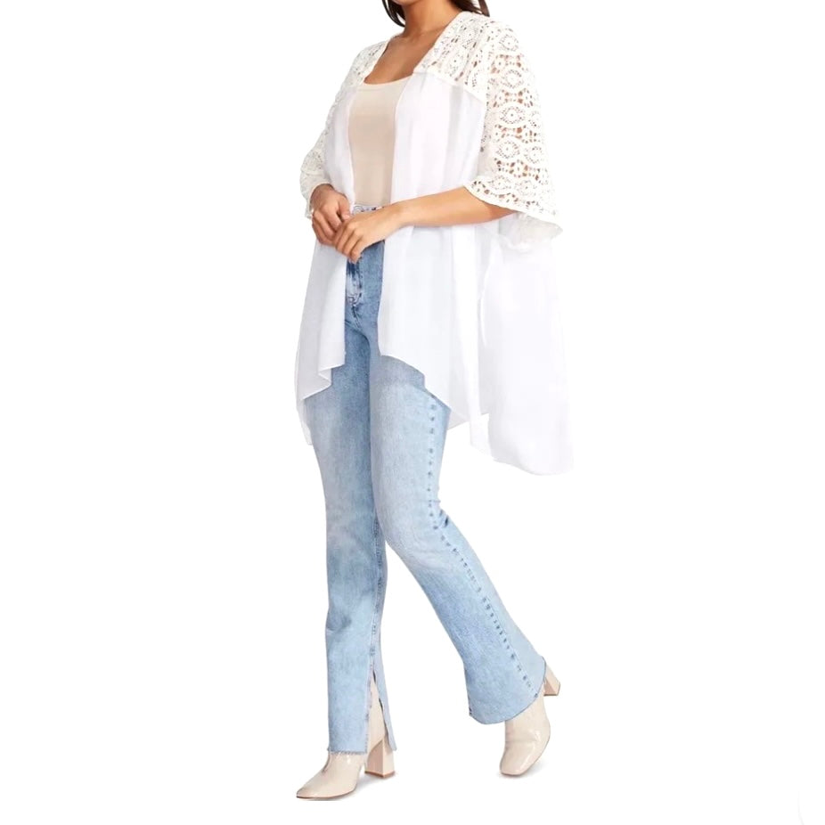Crochet-Trim Kimono One Size Swim Women's Cover Up