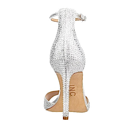FIRAHF T-Strap Silver Bling Stiletto Heels Size 9 Women's Sandals