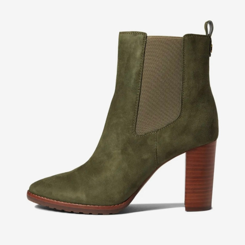 MYLAH Classic Olive Size 5.5 Block Heels Bootie Women's Ankle Boot