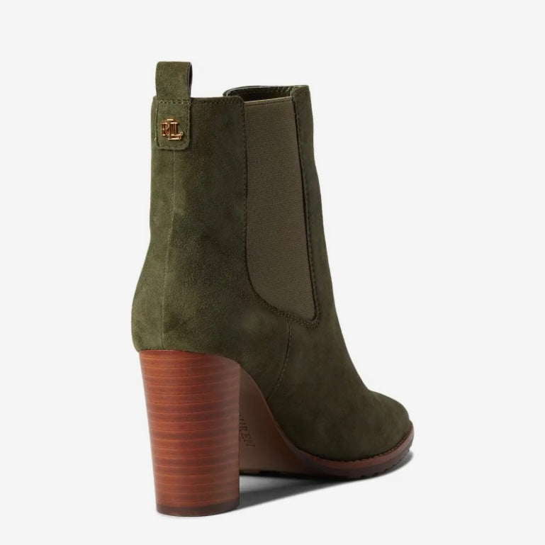 MYLAH Classic Olive Size 5.5 Block Heels Bootie Women's Ankle Boot
