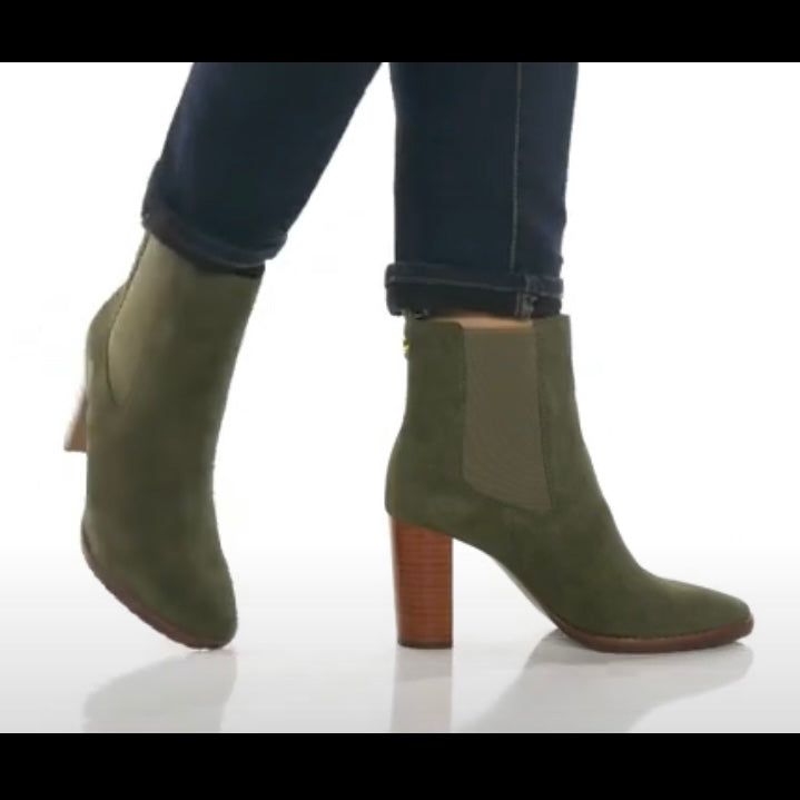 MYLAH Classic Olive Size 5.5 Block Heels Bootie Women's Ankle Boot
