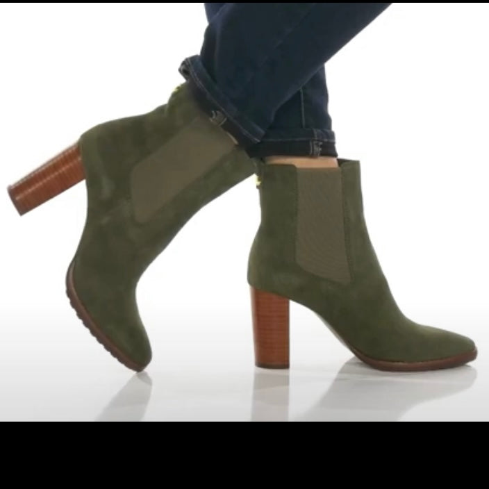 MYLAH Classic Olive Size 5.5 Block Heels Bootie Women's Ankle Boot
