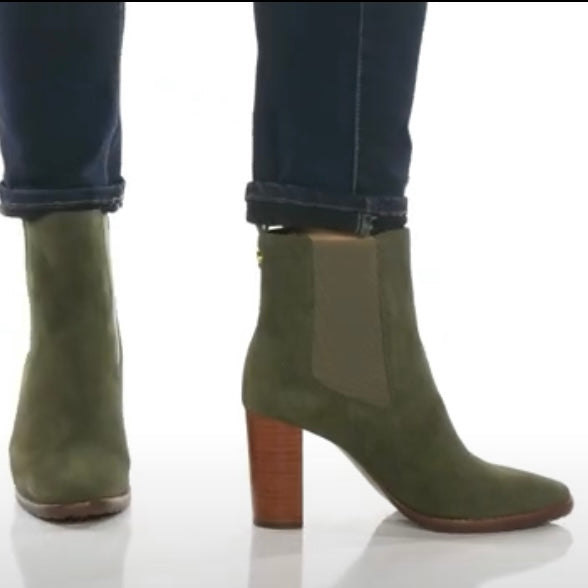 MYLAH Classic Olive Size 5.5 Block Heels Bootie Women's Ankle Boot