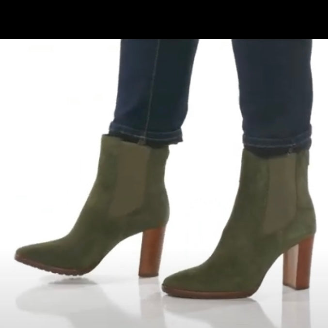 MYLAH Classic Olive Size 5.5 Block Heels Bootie Women's Ankle Boot