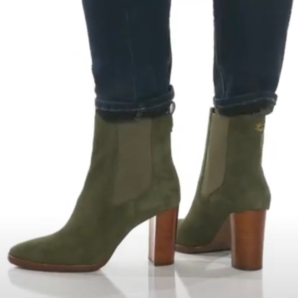 MYLAH Classic Olive Size 5.5 Block Heels Bootie Women's Ankle Boot