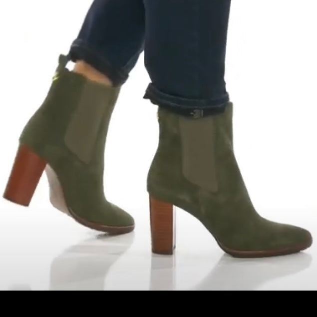MYLAH Classic Olive Size 5.5 Block Heels Bootie Women's Ankle Boot