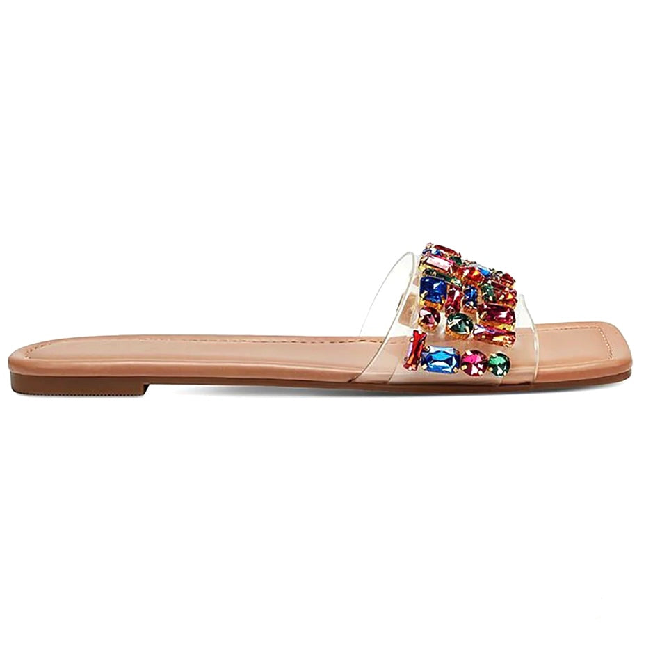 JILLENE Slide Square Toe Flats Sandals