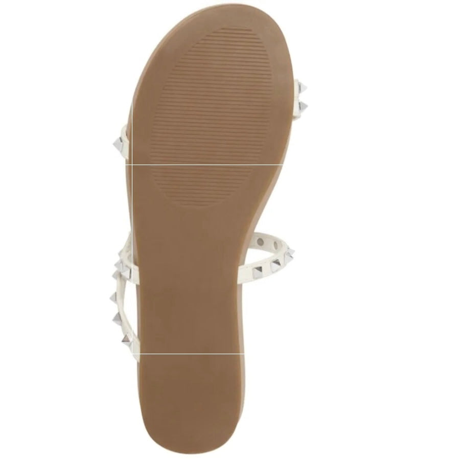 CANDY Studded White Strappy Footbed Flats Women's Sandals