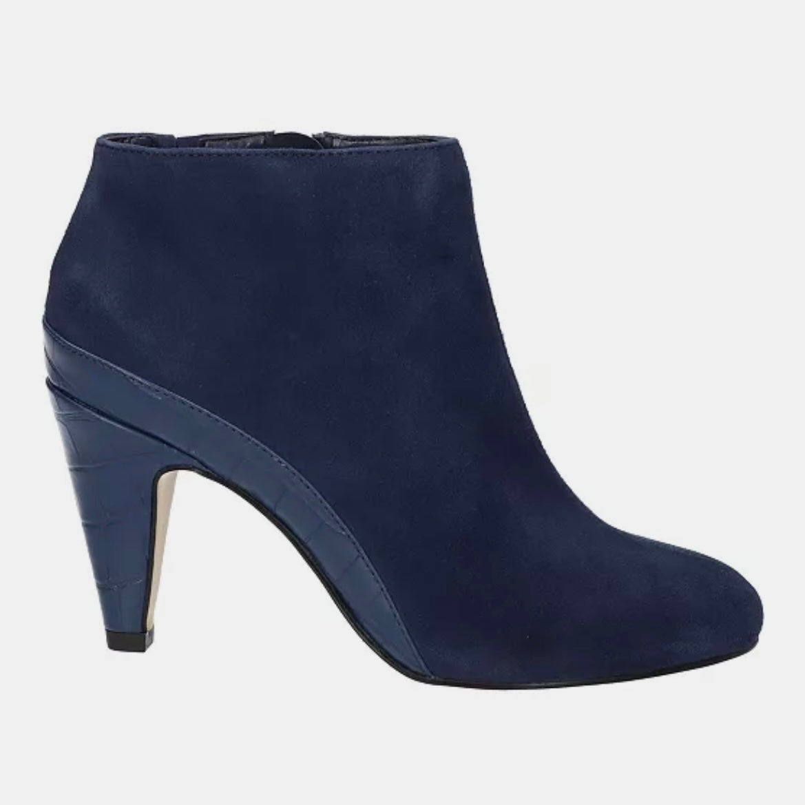 BRENNAN Navy Dress Heels Size 11 Wide Almond Toe Booties Women's Ankle Boots