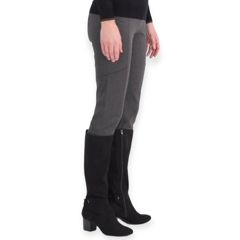 JACCQUE Black Zip Up Almond Toe Block Heel Size 7.5 Women's Tall Stretch Boots