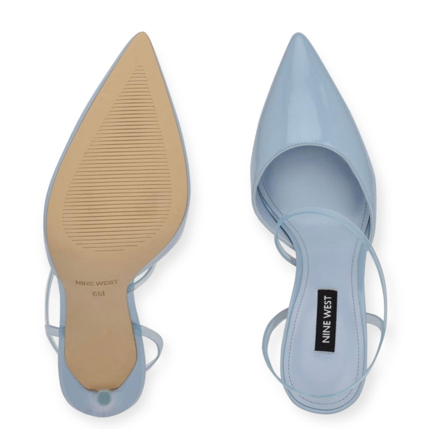 FAMES3 Slingback Light Blue Pointed Toe Size 8 Women's Pumps