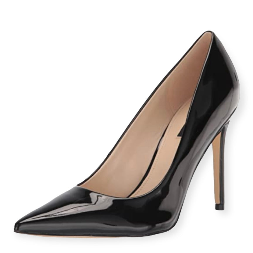 FRESH3 Stiletto Heels Pointy Toe Black Patent Size 6M Women's Pumps